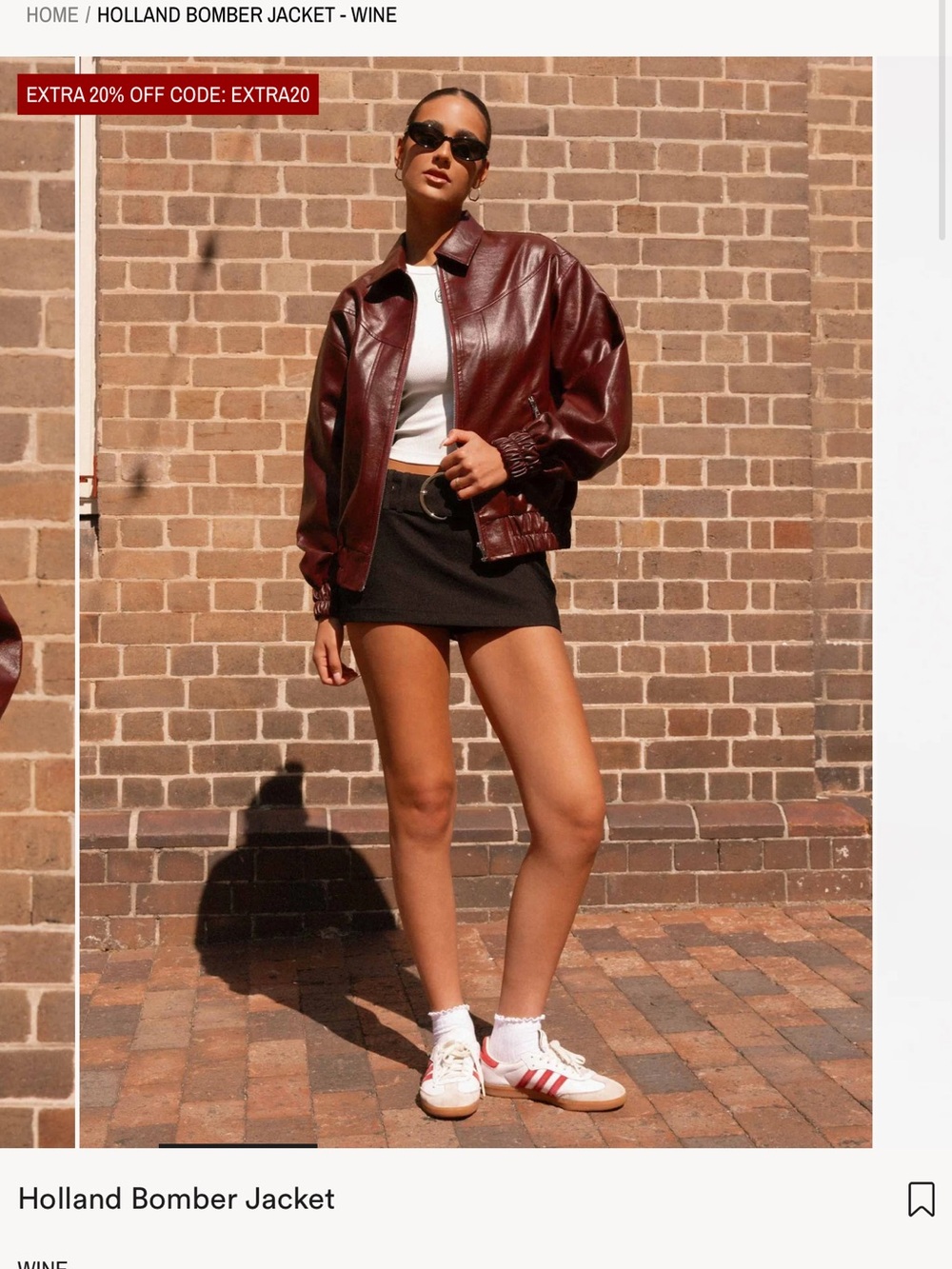 Peppermayo Wine Faux-Leather Holland Bomber Jacket - Picture 4 of 7